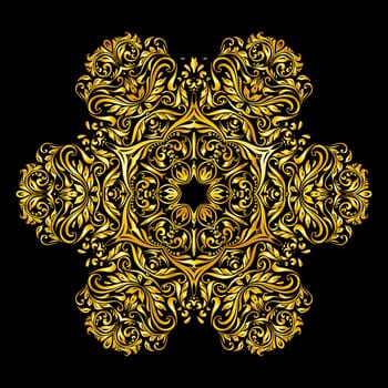 Vector gold decoration similar a flower on a black background