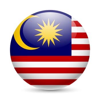 Flag of Malaysia as round glossy icon. Button with Malaysian flag