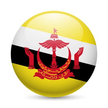 Flag of Brunei as round glossy icon. Button with Bruneian flag