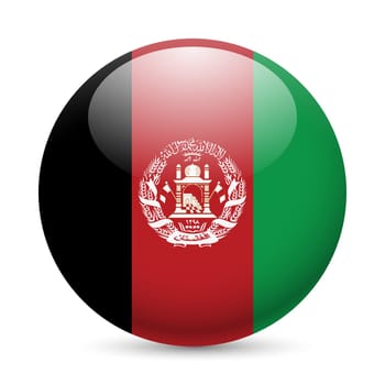 Flag of Afghanistan as round glossy icon. Button with Afghan flag