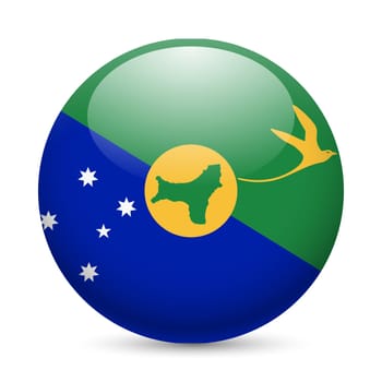 Flag of Christmas Island as round glossy icon. Button with flag design