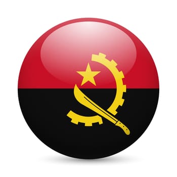 Flag of Angola as round glossy icon. Button with Angolan flag