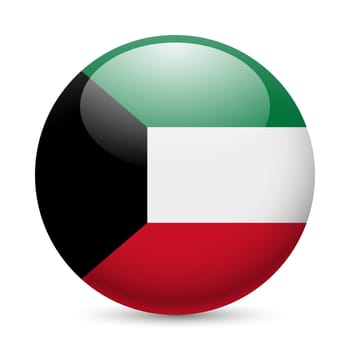 Flag of Kuwait as round glossy icon. Button with Kuwaiti flag