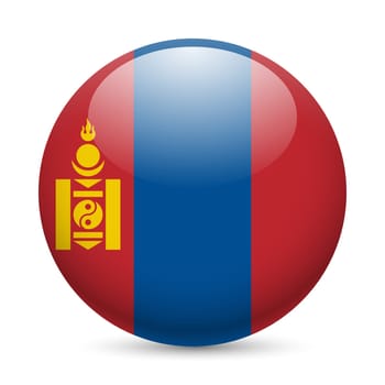 Flag of Mongolia as round glossy icon. Button with Mongolian flag