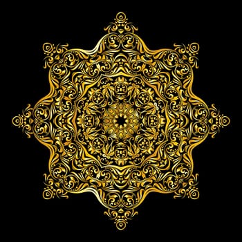 Vector gold decoration similar a flower on black background