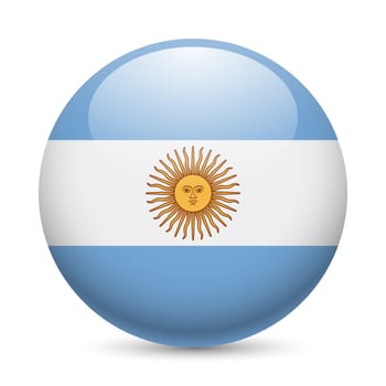 Flag of Argentina as round glossy icon. Button with Argentinian flag