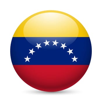 Flag of  Venezuela as round glossy icon. Button with Venezuelan flag