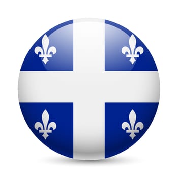 Flag of Quebec as round glossy icon. Button with flag design