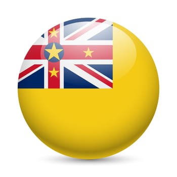 Flag of Niue as round glossy icon. Button with Niuen flag