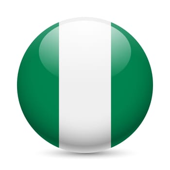Flag of Nigeria as round glossy icon. Button with Nigerian flag