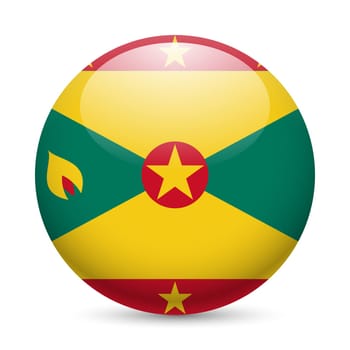 Flag of Grenada as round glossy icon. Button with Grenadian flag