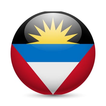 Flag of Antigua and Barbuda as round glossy icon. Button with flag design