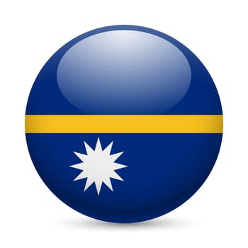 Flag of Nauru as round glossy icon. Button with Nauruan flag