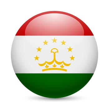 Flag of Tajikistan as round glossy icon. Button with Tajik flag