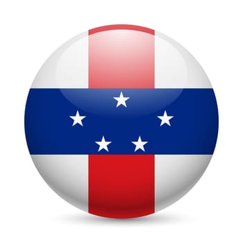 Flag of Netherlands Antilles as round glossy icon. Button with flag design