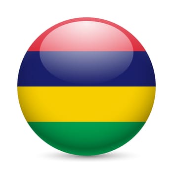 Flag of Mauritius as round glossy icon. Button with Mauritian flag