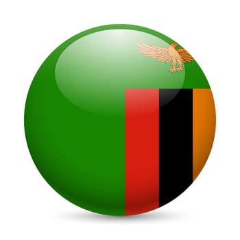 Flag of  Zambia as round glossy icon. Button with  Zambian flag