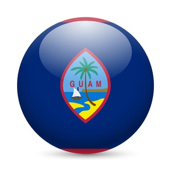 Flag of Guam as round glossy icon. Button with flag design