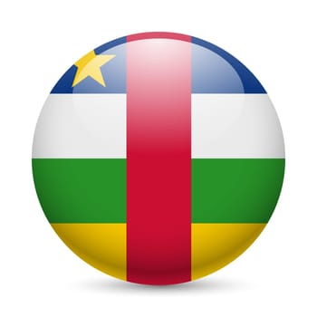 Flag of Central African Republic as round glossy icon. Button with flag colors