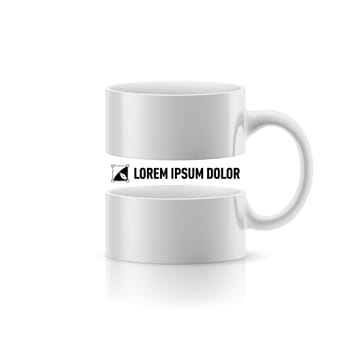 White mug with linear space for message in the middle.