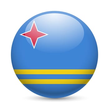 Flag of Aruba as round glossy icon. Button with Aruban flag