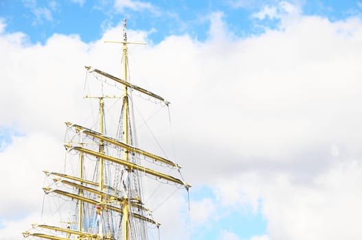 Crane masts of a vey big sailing ship