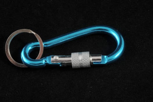 Aluminium Metal Carabiner Isolated on a Black Background