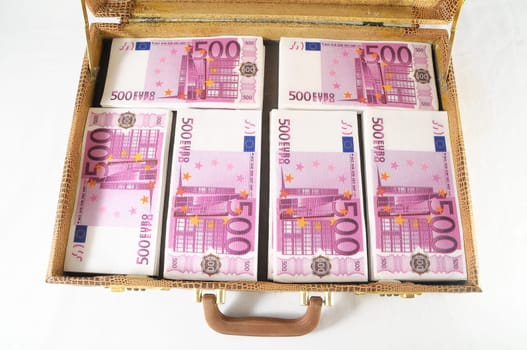 One Suitcase Full of Pink 500 Euros Banknotes