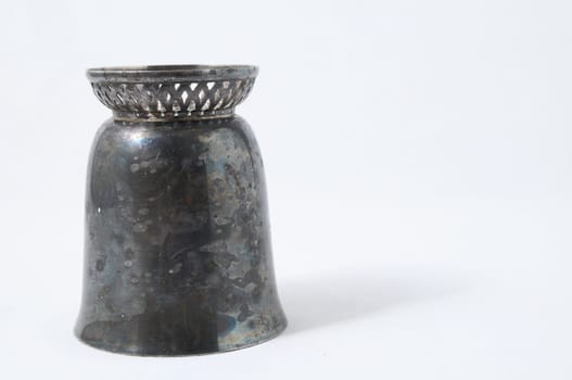 An Ancient Glass made of Siver Isolated on a White Background
