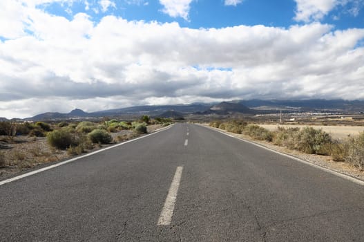 Lonely Road in the Desert Tenerife Canary Islands
