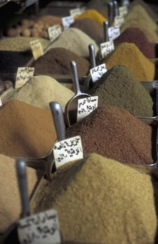 The Souq or market in the medina of the Old City of Aleppo in the north of Syria in the Middle East.