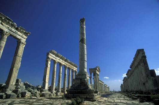The ruins of Apameia in northwestern Syria in the Middle East in Arabia.