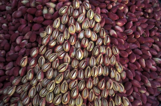 Pistachios at the market in Damascus,the capital of Syria in the Middle East in Arabia.