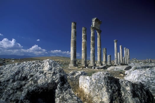 The ruins of Apamea in northwestern Syria in the Middle East