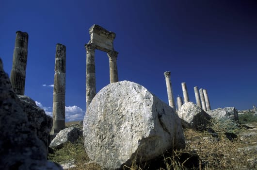 The ruins of Apamea in northwestern Syria in the Middle East