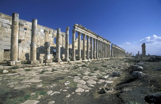 The ruins of Apamea in northwestern Syria in the Middle East