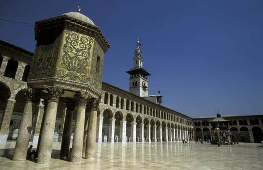 The Umayyad Mosque in the capital Damascus in Syria in the Middle East.