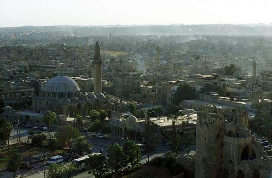 A mosque in the Old City of Aleppo in northern Syria in the Middle East.