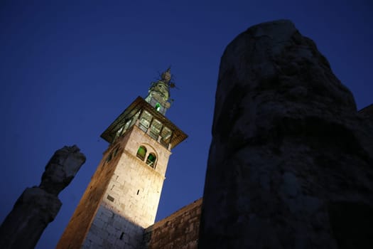 Asien, Naher Osten, Syrien, Damaskus,   Der Innenhof der  Omaijad Moschee im Souq und Altstadt von Damaskus in der Hauptstadt von Syrien.