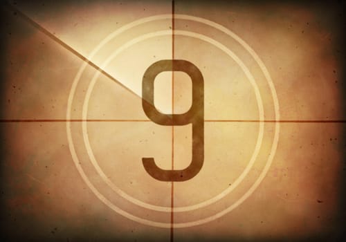 Countdown on the old movie screen. High resolution image with detailed quality.