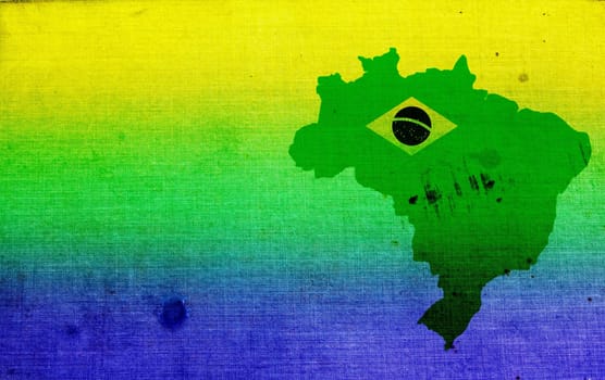 Vintage photo of Brazil's map and colours