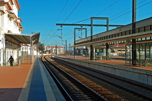 Commuter train station in down town