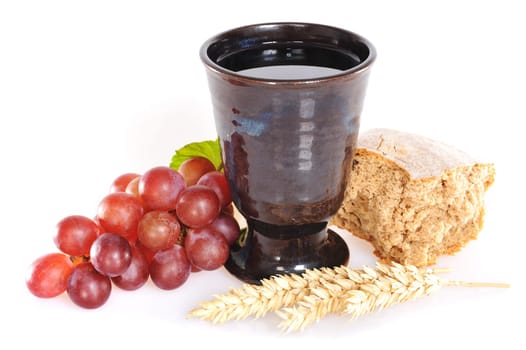 Bread and wine for the sacrament or communion