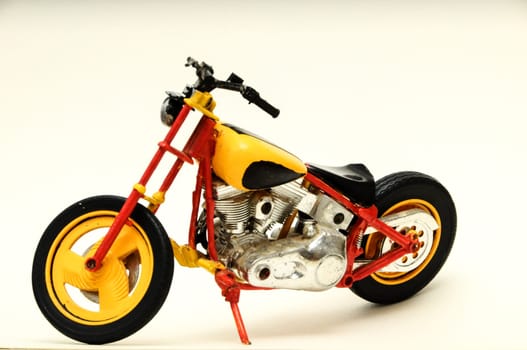 Beautiful Model Motorcycle Chopper on a White Background