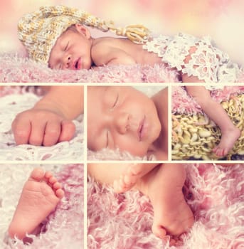 Collage newborn baby