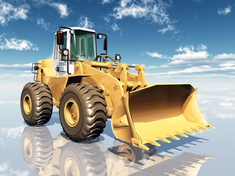 Computer-generated 3D illustration with a wheel loader
