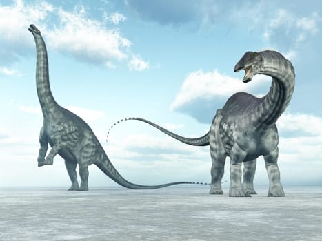 Computer-generated 3D illustration with the dinosaur Apatosaurus