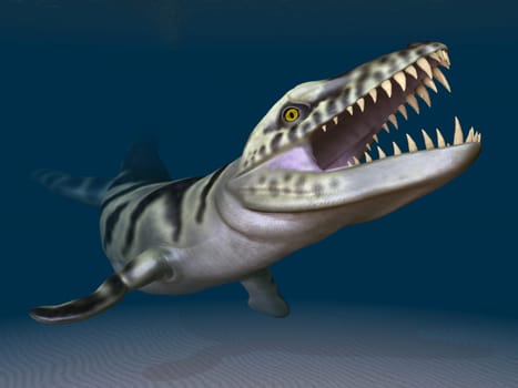 Computer-generated 3D illustration with the prehistoric crocodile Dakosaurus