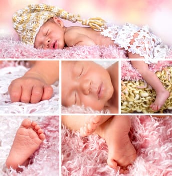 Collage newborn baby