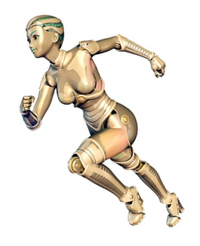 Computer-generated 3D illustration with a female robot isolated on white background